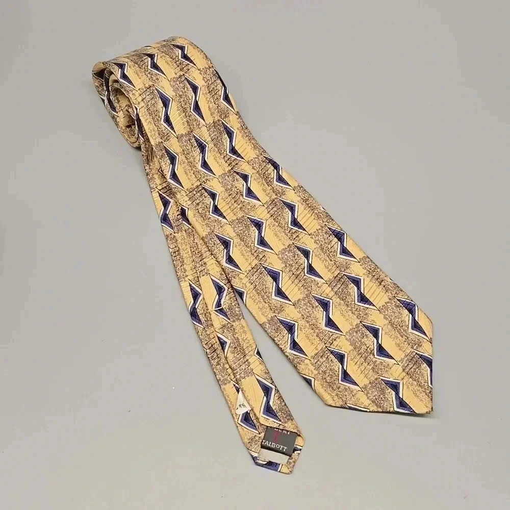 #373 ROBERT TALBOTT Yellow and blue  Silk Tie